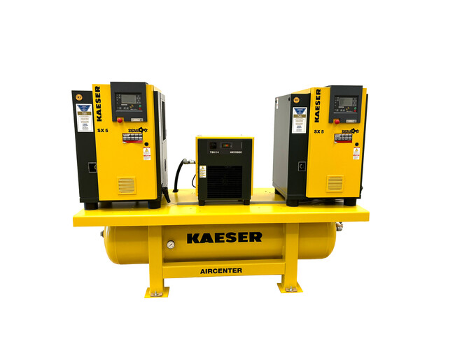 kaeser aircenter duplex 10 hp compressor system with a tank and dryer