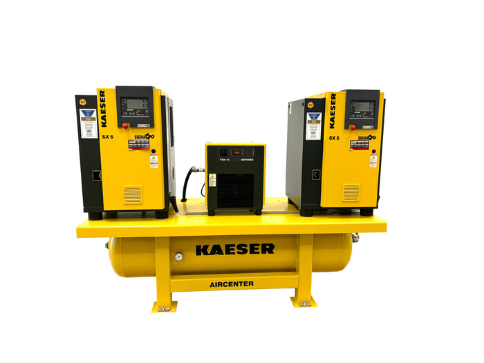kaeser aircenter duplex 10 hp compressor system with a tank and dryer