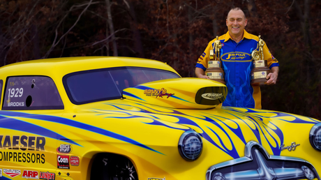 Jeff Brooks of JEB Four Racing with trophies
