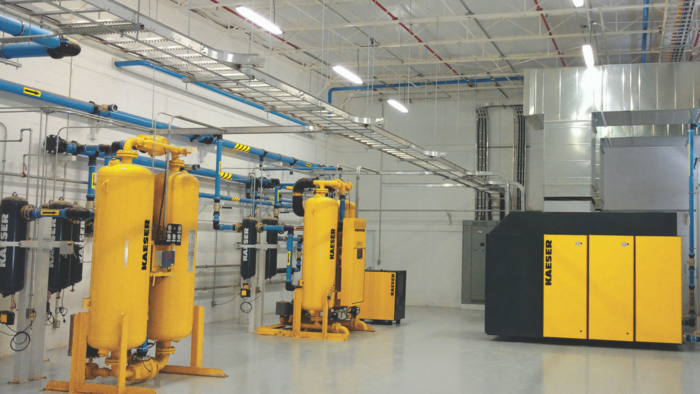 compressed air system installation with piping