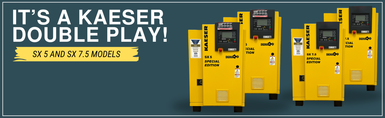 Take advantage of special pricing on 5 and 7.5 hp screw compressors with the Kaeser Double Play!