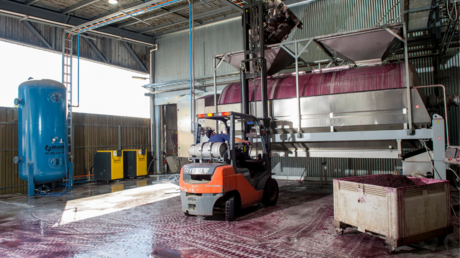 Pneumatic press in winery